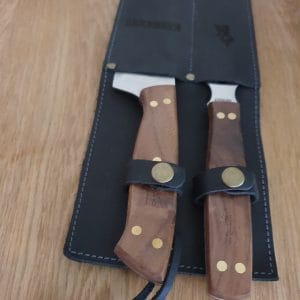 Set Parrillero Pincho + Tenedor con Funda de Cuero